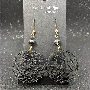 Handmade Black Earrings with Gold Accents